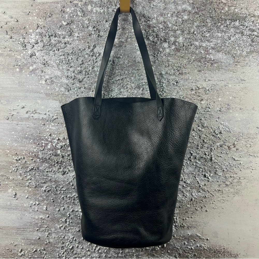 547 Madewell Black Leather Structured Tote Bag - Picture 4 of 10